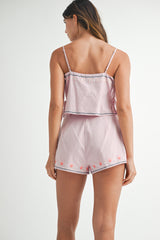 BELROSE EMBROIDERED CROP TOP AND SHORTS SET