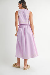 JOY EMBROIDERED CROP TOP AND MIDI SKIRT SET