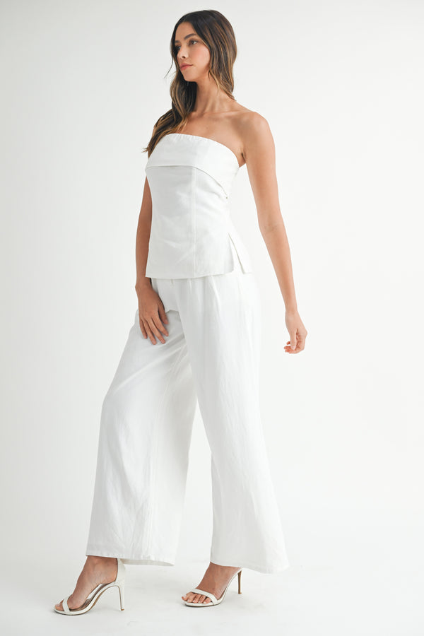 HALEY LINEN TUBE TOP AND TROUSER SET