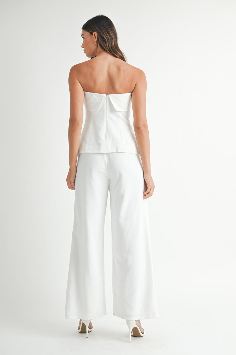 HALEY LINEN TUBE TOP AND TROUSER SET