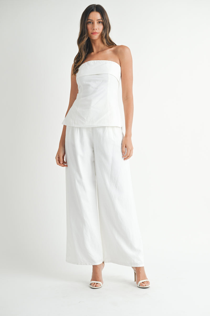 HALEY LINEN TUBE TOP AND TROUSER SET