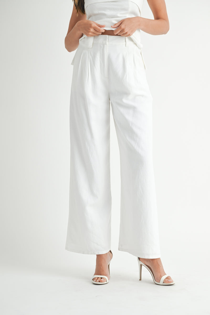 HALEY LINEN TUBE TOP AND TROUSER SET