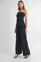 KAIDA CREPE BUTTON FRONT TUBE TOP AND TROUSER SET