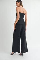 KAIDA CREPE BUTTON FRONT TUBE TOP AND TROUSER SET
