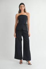 KAIDA CREPE BUTTON FRONT TUBE TOP AND TROUSER SET
