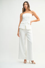 KAIDA CREPE BUTTON FRONT TUBE TOP AND TROUSER SET