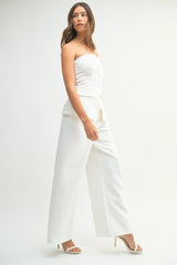 KAIDA CREPE BUTTON FRONT TUBE TOP AND TROUSER SET
