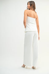 KAIDA CREPE BUTTON FRONT TUBE TOP AND TROUSER SET