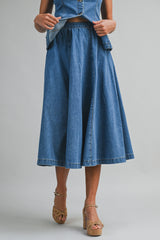 MADALYN DENIM VEST AND MIDI SKIRT