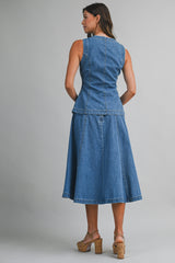 MADALYN DENIM VEST AND MIDI SKIRT