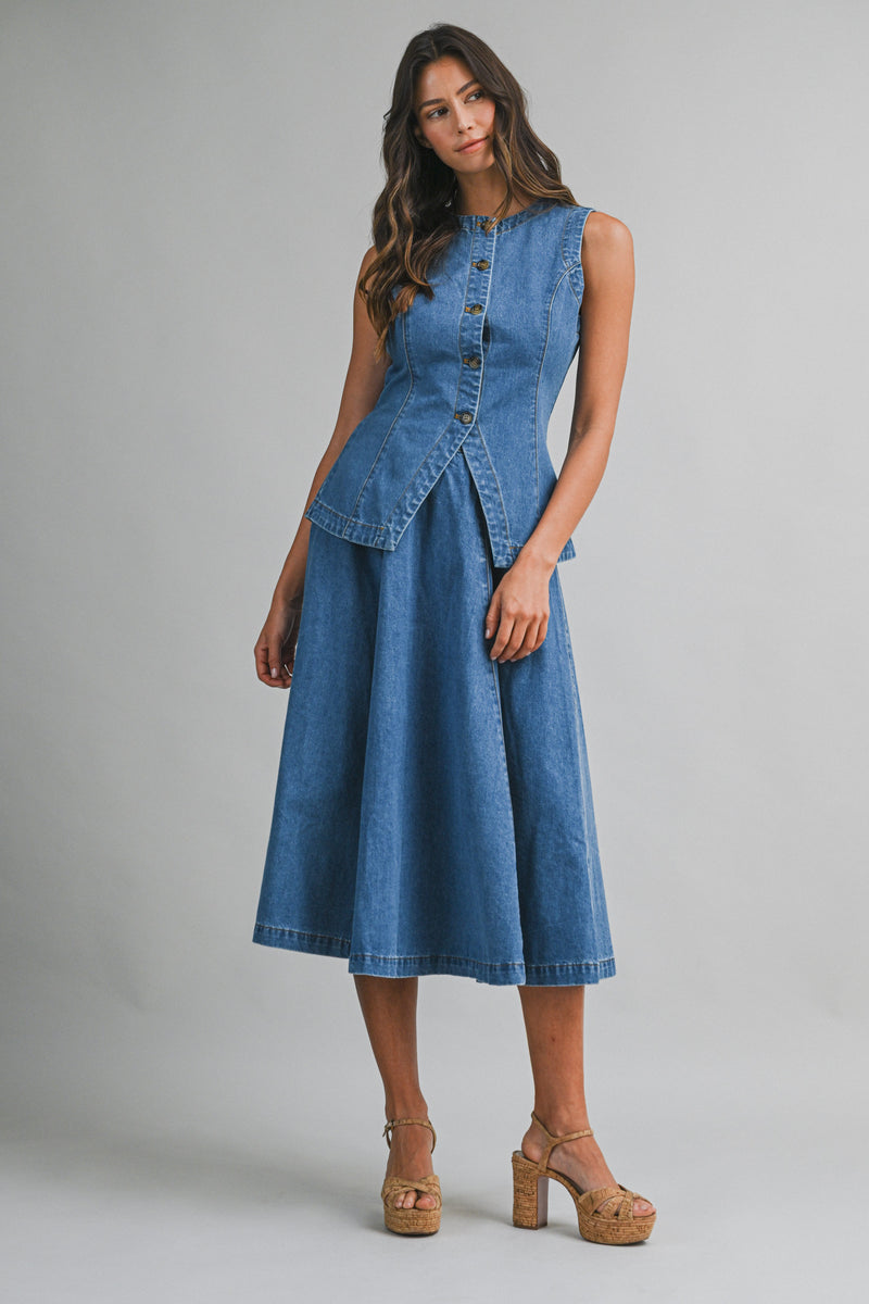denim vest midi dress Silver Jeans Co. Women's Denim Vest Midi Dress - Upney
