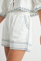 NORENE EMBROIDERED BLOUSE AND SHORTS SET