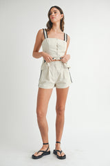 KAI EMBROIDERED SQUARE NECK VEST AND SHORTS SET