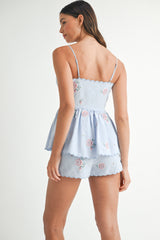 FENRIS EMBROIDERED CAMI TOP AND SHORTS SET