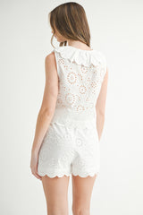 YARISSA EYELET CROP TOP AND SHORTS SET