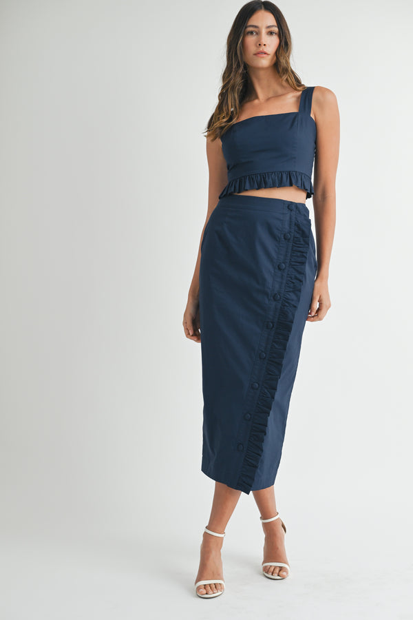 BRIALLEN RUFFLE CROP TOP SKIRT SET