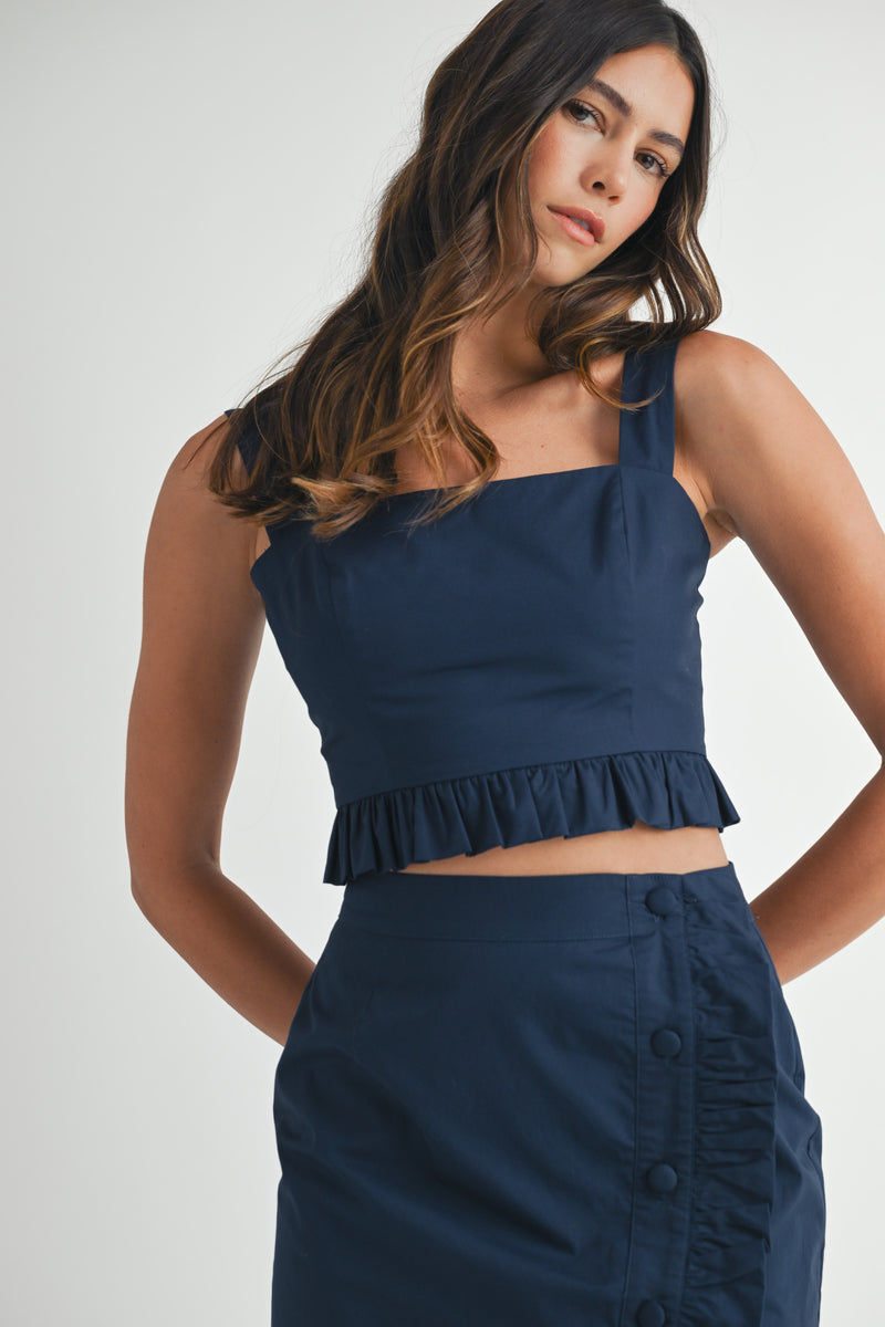 BRIALLEN RUFFLE CROP TOP SKIRT SET