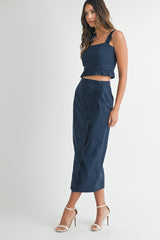 BRIALLEN RUFFLE CROP TOP SKIRT SET