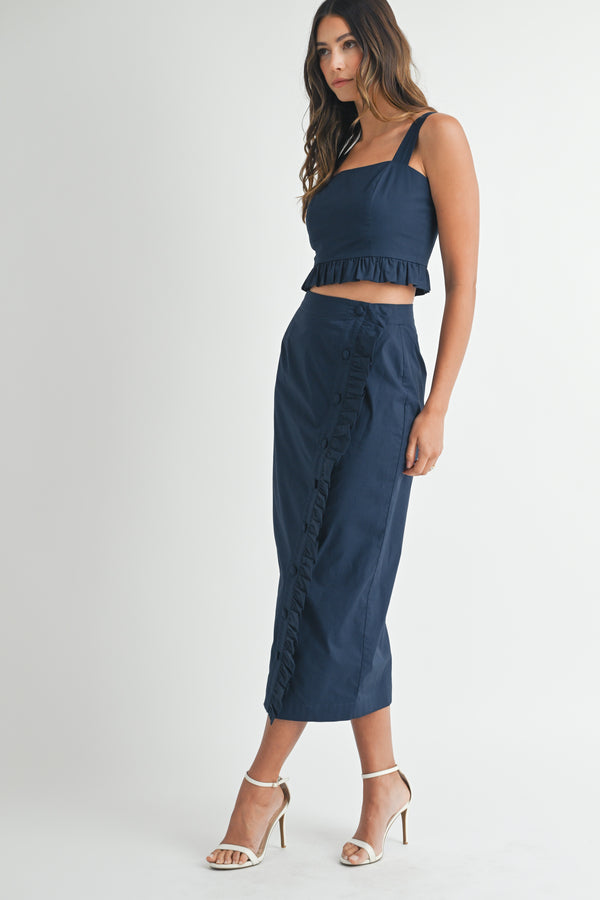 BRIALLEN RUFFLE CROP TOP SKIRT SET