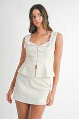 EILENE EMBROIDERED TOP AND MINI SKIRT SET