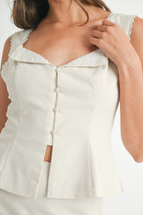 EILENE EMBROIDERED TOP AND MINI SKIRT SET