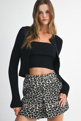 ZHURI RIB KNIT SWEATER CARDIGAN SET