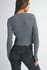 ZHURI RIB KNIT SWEATER CARDIGAN SET