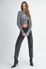 ZHURI RIB KNIT SWEATER CARDIGAN SET