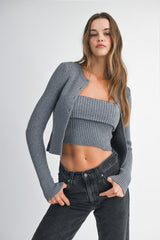 ZHURI RIB KNIT SWEATER CARDIGAN SET