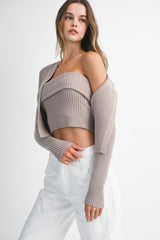 ZHURI RIB KNIT SWEATER CARDIGAN SET