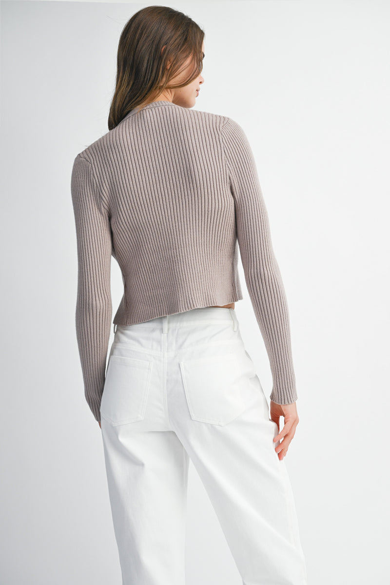 ZHURI RIB KNIT SWEATER CARDIGAN SET