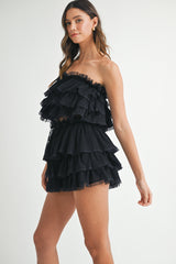 XARA RUFFLE TOP AND SKIRT INSIDE SHORTS