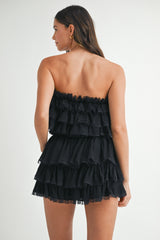 XARA RUFFLE TOP AND SKIRT INSIDE SHORTS