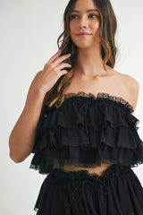 XARA RUFFLE TOP AND SKIRT INSIDE SHORTS