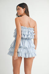 XARA RUFFLE TOP AND SKIRT INSIDE SHORTS