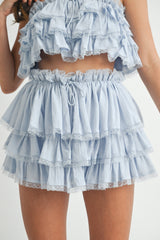 XARA RUFFLE TOP AND SKIRT INSIDE SHORTS