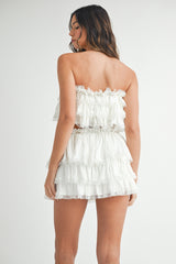 XARA RUFFLE TOP AND SKIRT INSIDE SHORTS