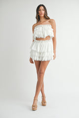 XARA RUFFLE TOP AND SKIRT INSIDE SHORTS