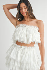 XARA RUFFLE TOP AND SKIRT INSIDE SHORTS