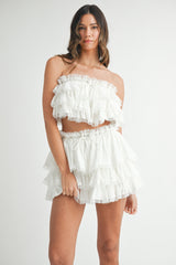 XARA RUFFLE TOP AND SKIRT INSIDE SHORTS