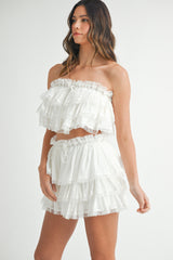 XARA RUFFLE TOP AND SKIRT INSIDE SHORTS