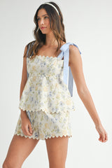 SCARLETT MORGAN RICRAC EDGE TOP AND SHORTS SET