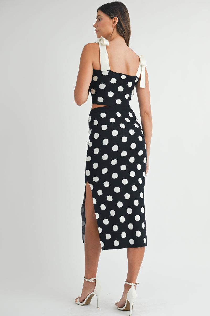 AMELINE POLKA KNIT TOP AND KNIT SKIRT