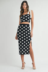 AMELINE POLKA KNIT TOP AND KNIT SKIRT
