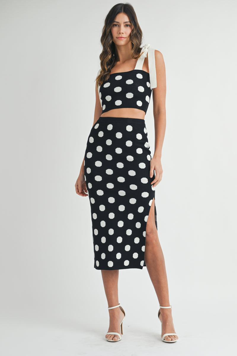 AMELINE POLKA KNIT TOP AND KNIT SKIRT