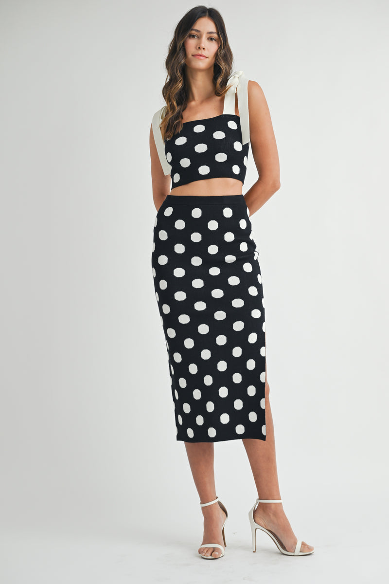 AMELINE POLKA KNIT TOP AND KNIT SKIRT