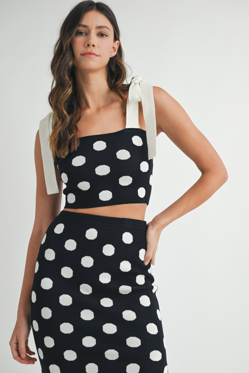 AMELINE POLKA KNIT TOP AND KNIT SKIRT