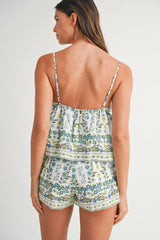 JORDYN FLORAL PRINT PEPLUM TOP AND SHORTS SET