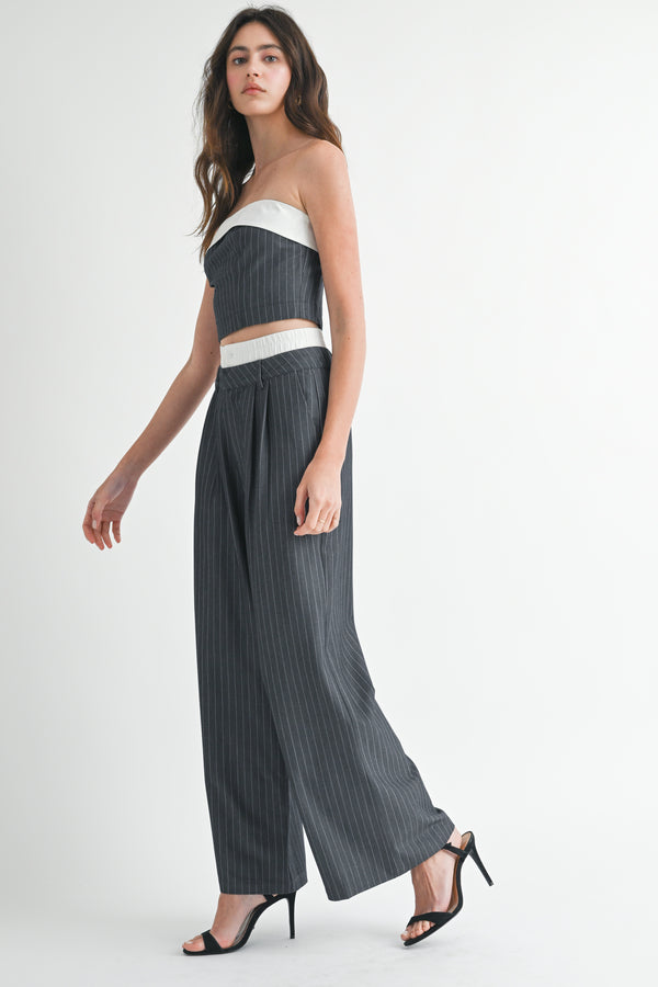 MAUVE STRAPLESS TOP AND PANTS SET