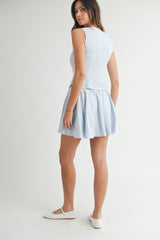 INDIE LINEN VEST WITH PIPING TRIM